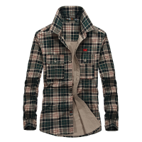 Nianjeep Mens Spring Autumn Plaid Printing Long Sleeve Cotton Outdoor Casual Shirt