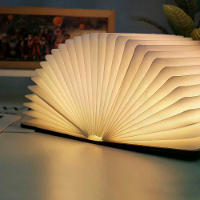 NIKOLATOY Zwarte Walnoot Vouwboek Magnetische Nachtlamp Creatieve Bureauornamenten