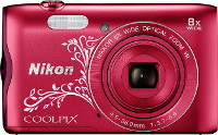 Nikon A 300 Digitale Camera 20.1 Mpix Zoom Optisch: 8 X Rood Wifi, Bluetooth