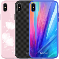 NILLKIN Schokbestendig gehard glas + Soft TPU beschermhoes achterkant voor iPhone XS