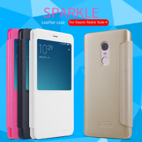 Nillkin Sparkle Pu Leather Case Window Smart Sleep Flip Cover For Xiaomi Redmi Note 4