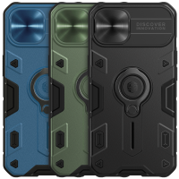 Nillkin voor iPhone 13 Beschermhoes Armor Anti gluren Slide Lens Cover met Beugel Anti kras Shockproof Back Cover