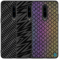 Nillkin voor OnePlus 8 Case Luxe Glans Twinkle Shield Geweven Polyester + PU Lederen Schokbestendige Beschermhoes