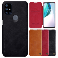 Nillkin voor OnePlus Nord N10 5G Case Bumper Flip schokbestendig met kaartsleuf PU lederen volledige dekking beschermhoe