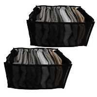 Orange85 Kledingkast Organizer Broeken Lade Organizer 9 Vakken Zwart 2 stuks  