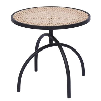 Bijzettafel van metaal en rotan