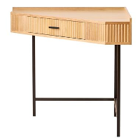 Hoekbureau van hout en metaal met 1 lade