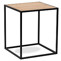 Industriële bijzettafel van metaal en zwart hout