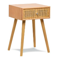 Nachtkastje met 1 lade van natuurlijk rotan