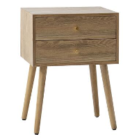 Nachtkastje met 2 laden van natuurlijk hout