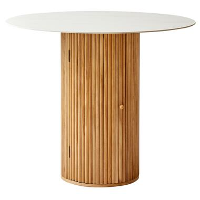 Ronde eettafel van hout met marmerlook blad D90