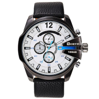 North 6002 Fashion Men Quartz Watch Luxury Luminous Date Display Leather Strap Sports Watch