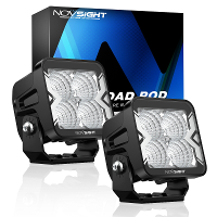 NOVSIGHT 2 stuks 3 inch flood beam light LED pod light vierkante kubus lamp IP68 waterdicht voor truck ATV UTV SUV boot
