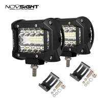 NOVSIGHT 2 stuks 4 inch 60W LED Werklichtbalk 3 rijen Spotlamp IP68 Waterdicht voor ATV UTV SUV Off Road