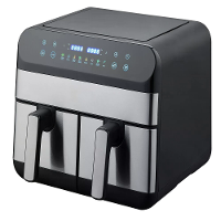 NovuLife 1800W Dual Zone Digitale Air Fryer 9L Inhoud 8 Voorinstellingen met LED aanraakscherm voor Gezonde Keuken Voor