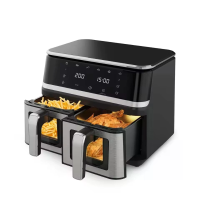 NovuLife 2000W Elektrische Duale manden airfryer 9L 80~200°C Bereik 360° Warme Lucht Circulatie met LED Digitaal Scherm
