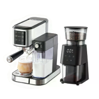 NovuLife Espresso Koffiemachine & Maalapparaat Set 20Bar Semi Automatische Maker met Auto Melkschuimer en 30 Niveau Maal