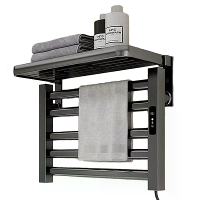 NovuLife Smart Elektrische Handdoekenwarmer Rek, Verstelbare Temperatuur Verwarmde Badkamplank, IPX5 Waterdicht, Vouwbaa