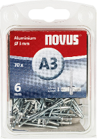 Novus Office 110055304 Popnagel (Ø x l) 3 mm x 6 mm Aluminium Aluminium 70 stuk(s)
