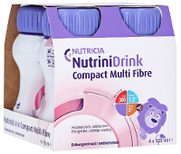 Nutricia NutriniDrink Compact Multi Fibre Aardbei 4 pack