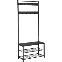 O'DADDYÂ® kapstok staand   schoenenrek   9 haken   70x32x175   darkgrey