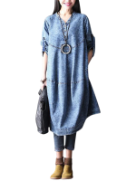 O Newe L 5xl Casual Women Imitation Denim Dress