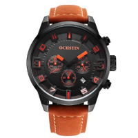 Ochstin Gq049a Fashion Men Quartz Watch Casual Analog Leather Strap Sport Watch