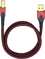 Oehlbach USB Evolution B USB 2.0 Aansluitkabel [1x USB A 2.0 Stekker   1x USB B 2.0 Stekker] 1 m Rood/zwart Vergulde steekcontacten