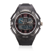 Ohsen Ad1301 Waterproof Sport Men Silvery Dual Quartz Wrist Watch
