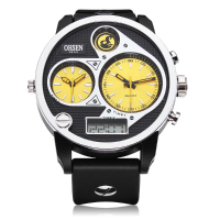 Ohsen Ad2806 Sport 3 Dial Black Mlilitary Date Week Men Quartz Watch