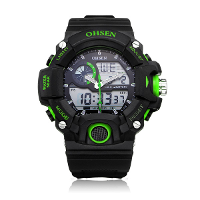 Ohsen Ad2808 Sport Analog Digital Black Mlilitary Date Week Men Watch