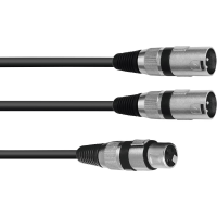 Omnitronic 30225203 XLR Adapterkabel [1x XLR bus 3 polig   2x XLR stekker 3 polig] 0.50 M Zwart