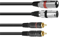 Omnitronic 3022522E XLR Adapterkabel [2x XLR stekker 3 polig   2x Cinch stekker] 6.00 M Zwart