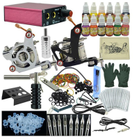 Ophir Complete Tattoo Kit 2 Gun Machine 12 Colors Power Supply