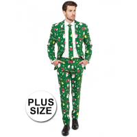 Groot fout carnavalspak met kerst print groen