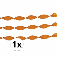 Crepe papier feest slingers/guirlande   1x   6 meter   oranje   feestversiering   uni kleuren