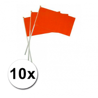 Oranje zwaaivlaggetjes   10x   20 x 30 cm   Oranje/Holland supporter/Koningsdag feestartikelen