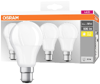 OSRAM HOMELIGHTING 4058075819511 LED lamp Energielabel F (A   G) B22d Peer 8.5 W = 60 W Warmwit (Ø x l) 60 mm x 107 mm 4 stuk(s)