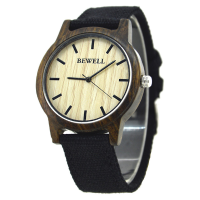 BEWELL ZS W134A Wooden Watch Casual Style Canvas Band Quartz Wrist Watch