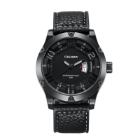 Cagarny 6858 Fashion Business Men Quartz Watch Casual Waterproof Leather Band Wrist Watch