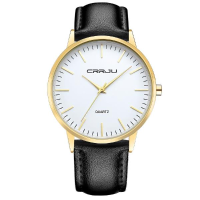 Crrju 2117 Fashion Men Quartz Watch Casual Man Pu Leather Strap Wristwatch