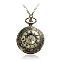 Deffrun Retro Steampunk Style Pocket Watch Roman Numerals Chain Watch