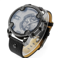 Fashion Big Dial Men Quartz Watch Casual Leather Strap Outdoor Watch