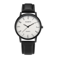 Fashion Ladies Dress Simple Black Case Leather Quartz Watch