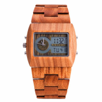Kenon Kwwt 64 Fashion Wooden Men Quartz Watch Rectangle Case Wrist Watch