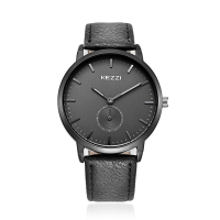 Kezzi 1582 Lovers Simple Leather Strap Independent Second Dial Fashion Casual Quartz Couple Watch