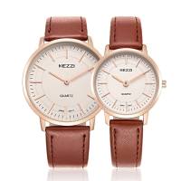 Kezzi 1596 Male Female Lovers Simple Dial Leather Strap Fashion Quartz Couple Watch