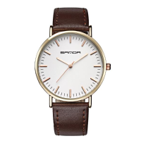 Sanda P195 Fashion Ladies Watch Casual Leather Band Wrist Watch Waterproof Quartz Watch