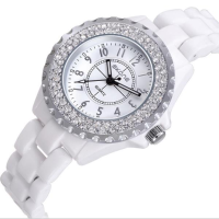 Skone 5003 Fashion Women Rhinestones Quartz Watch Casual Ceramic Strap Ladies Watch