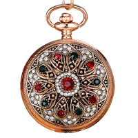 Vintage Diamond Roman Numerals Quartz Women Pocket Watch